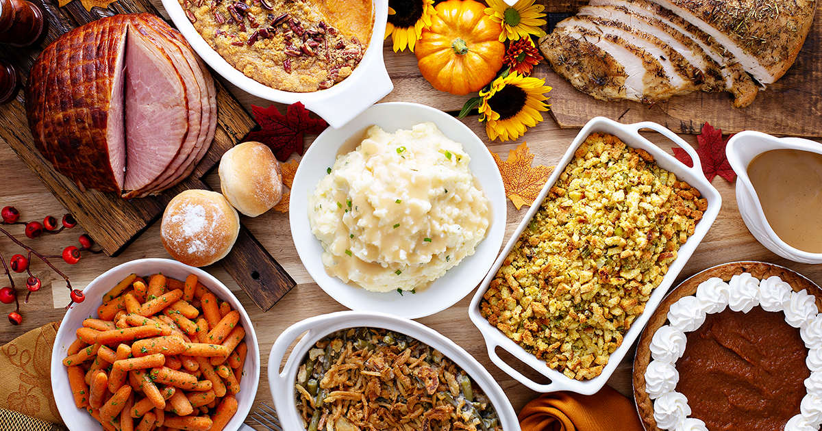 Thanksgiving dinner spread