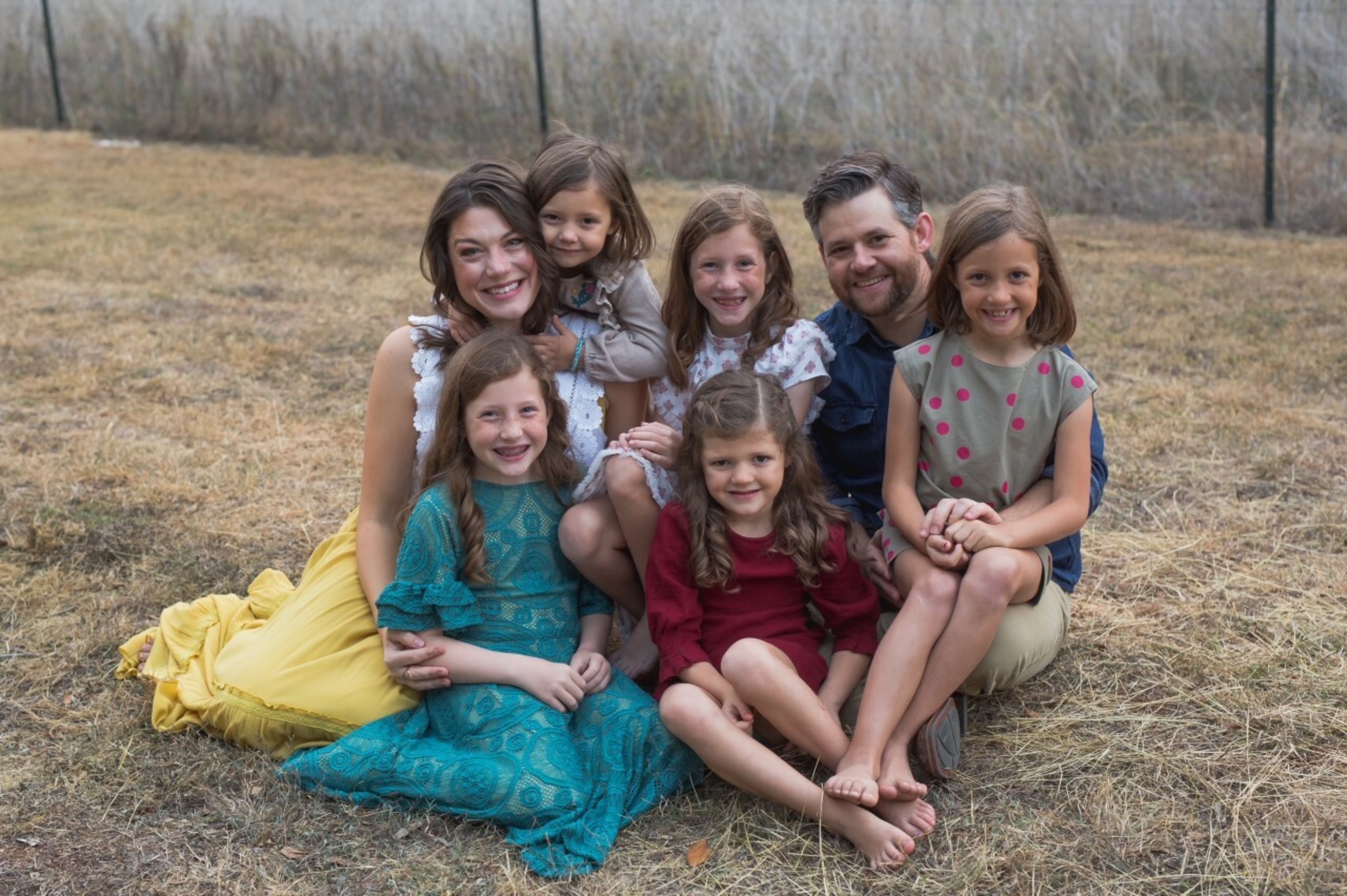 Amber Cessac, her husband, and her five daughters