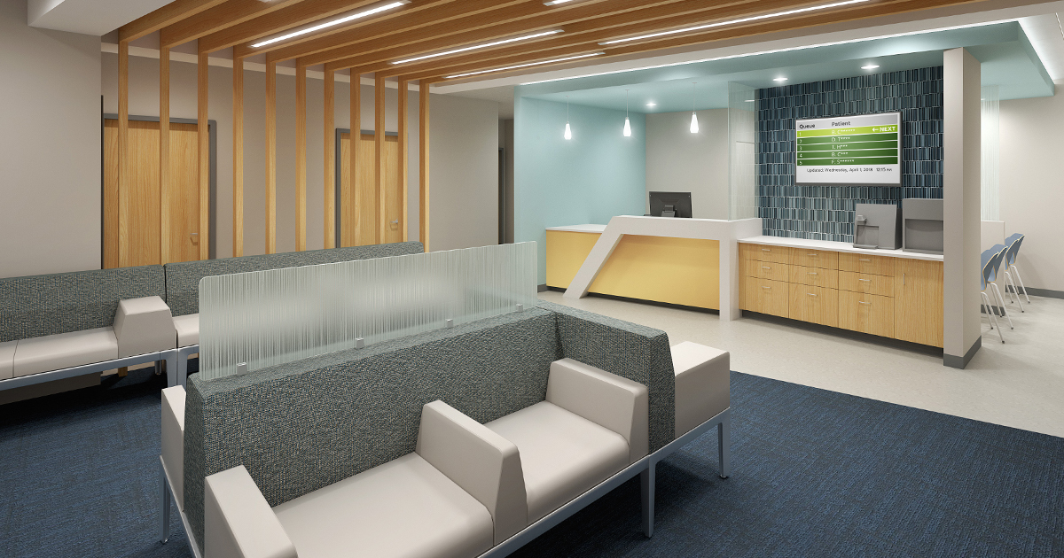 Interior of the UT Health Austin Ambulatory Surgery Center waiting room