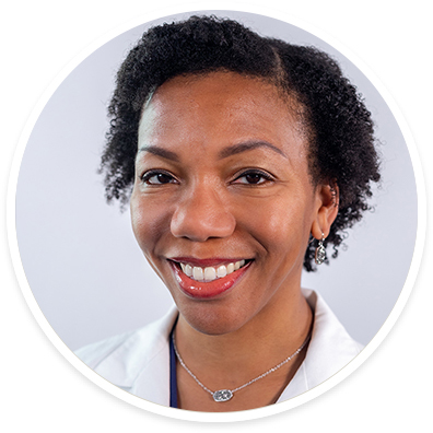 A round portrait of gynecologist oncologist Yvette Williams-Brown, MD.