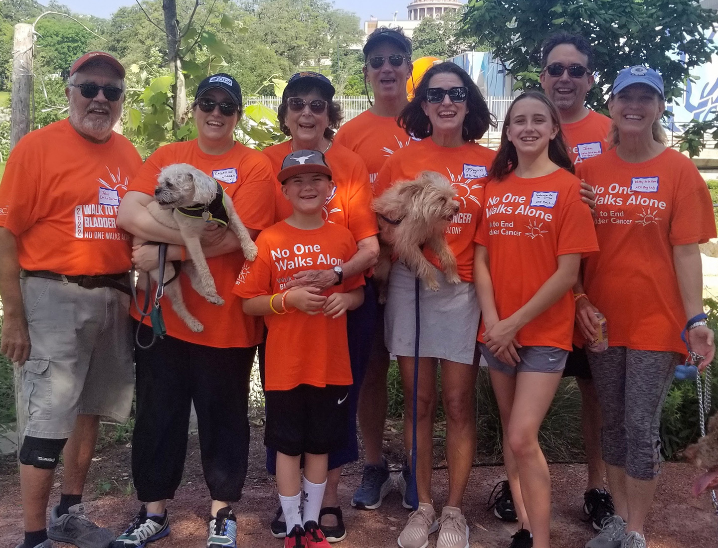 Dorothy De La Garza surrounded by loved ones at the 2022 Walk to End Bladder Cancer.