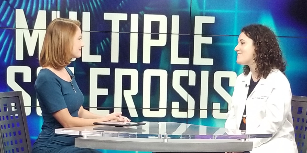 Léorah Freeman MD, PhD Neurologist, Multiple Sclerosis and Neuroimmunology, Mulva Clinic for the Neurosciences, speaks with a reporter in this screngrab from a KXAN-TV newscast.