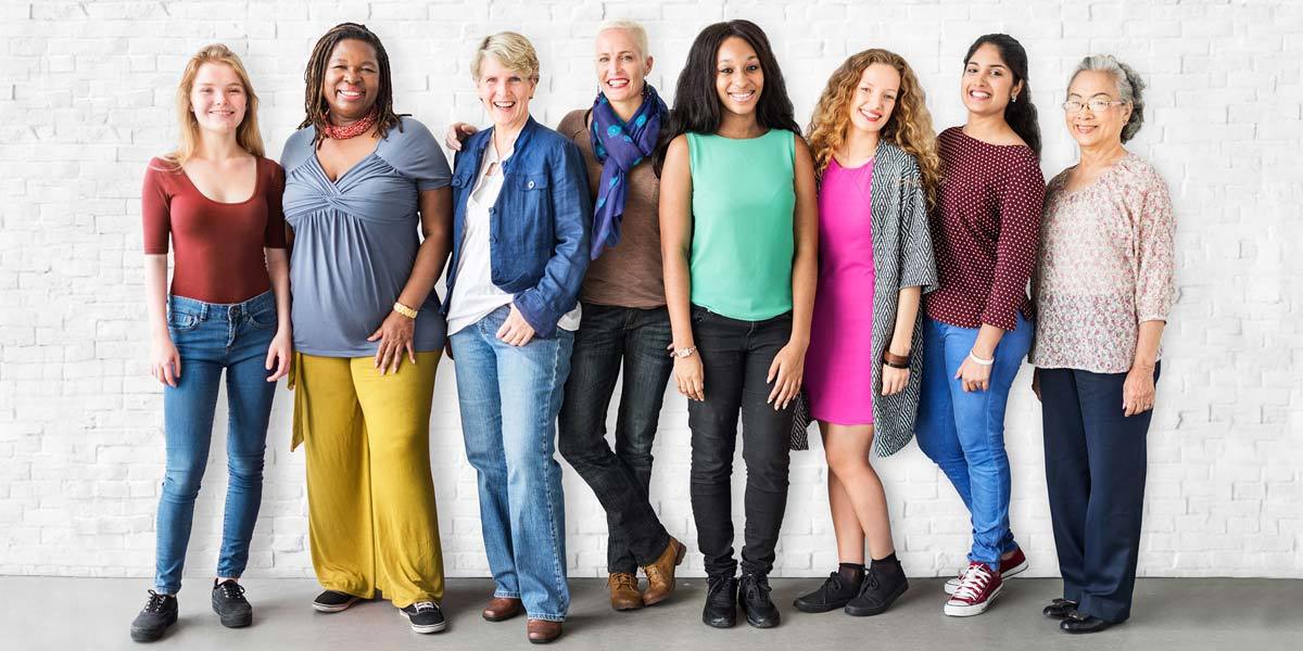 Diverse group of women smiling