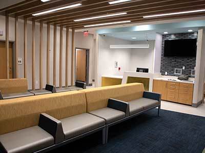 Interior of the UT Health Austin Ambulatory Surgery Center waiting room